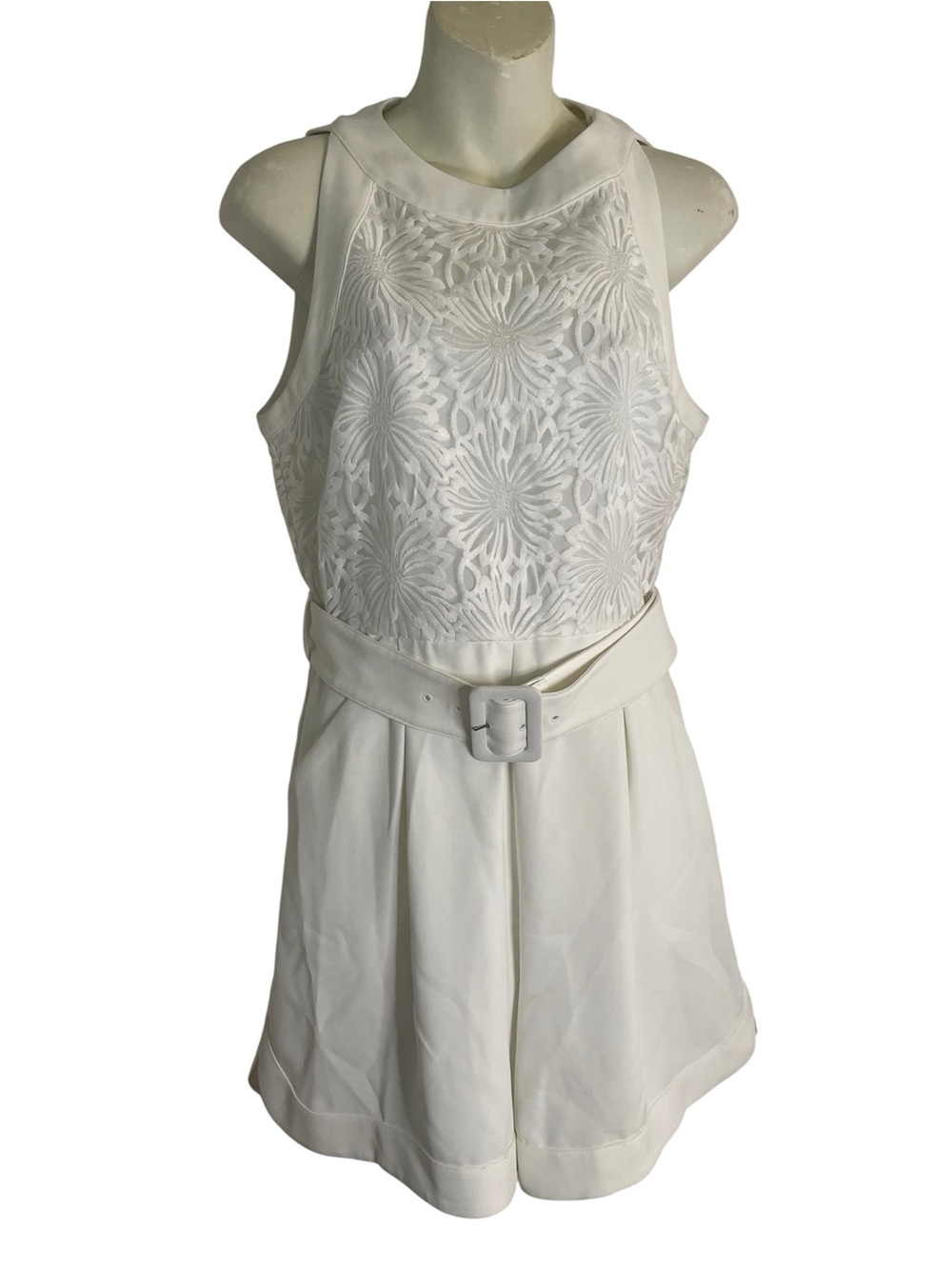 Ted Baker White Lace-Front Sleeveless Romper with Belt Size 2 romantic dreamy